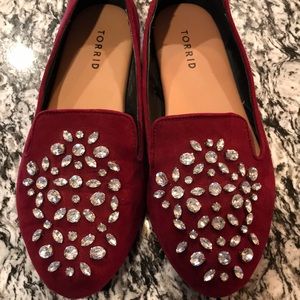 Torrid Maroon Rhinestone Flats